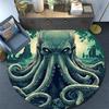 Green Octopus Round Area Rug,Carpet Rug for Living Room Bedroom Sofa Playroom Decor,Non-slip Floor Mat
