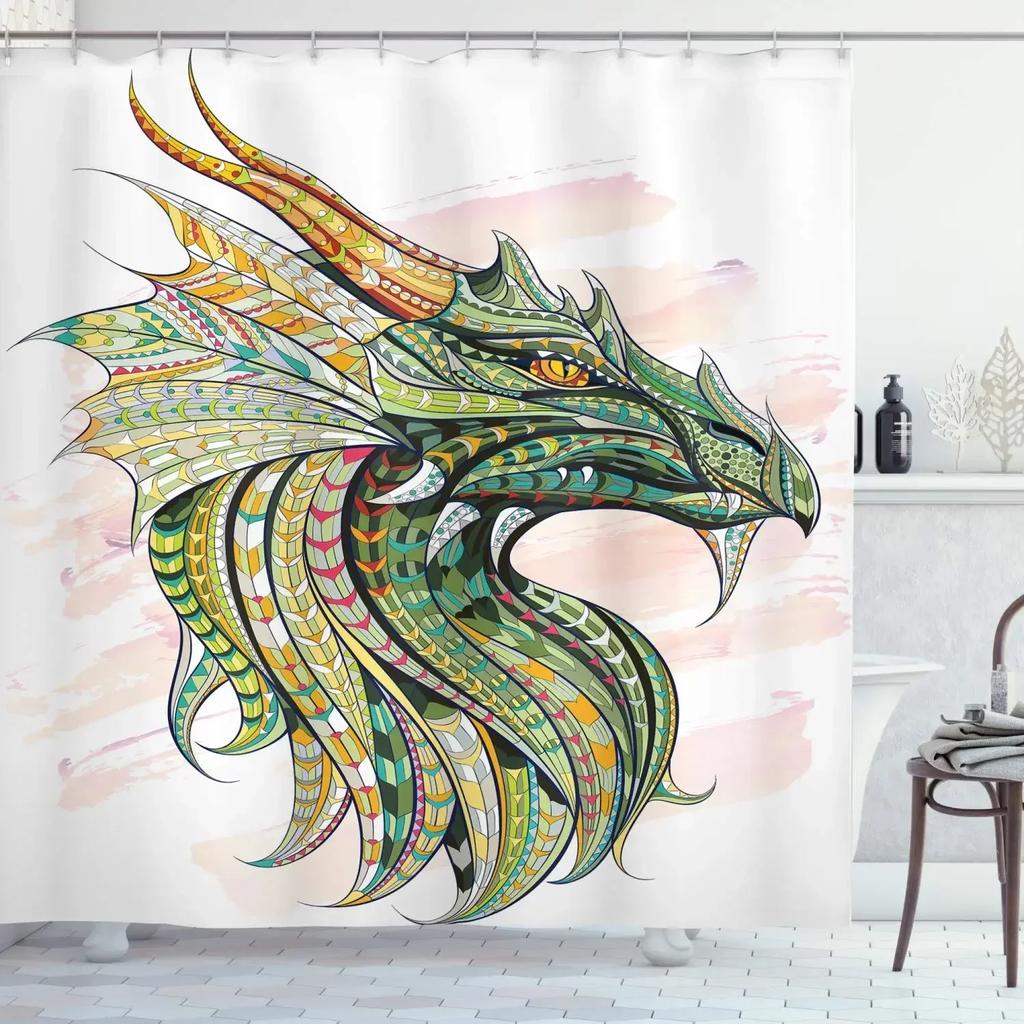 Medieval Fantasy Theme Purple Dragon Shower Curtain Magic Animals Polyester Fabric Bath Curtain Bathroom Showers Curtains Sets