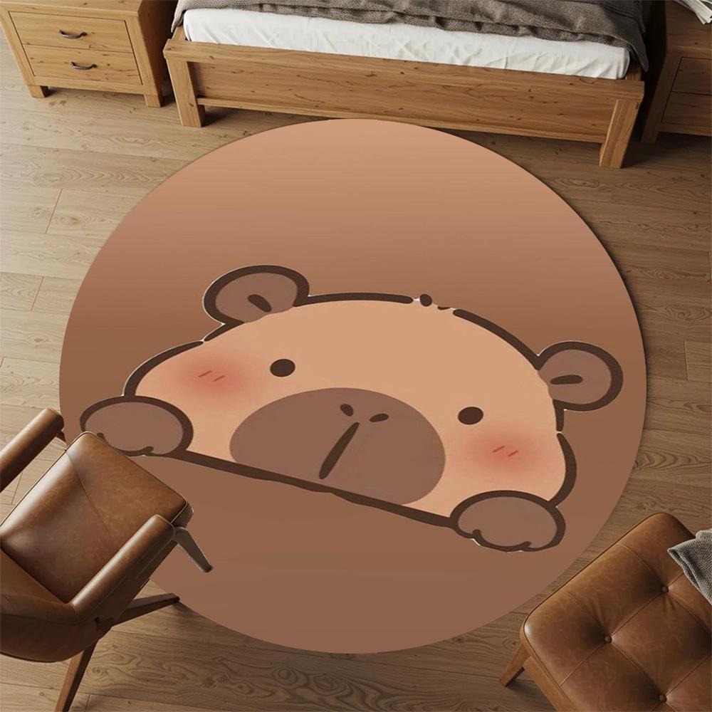 1 Stück Süßes Capybara Tier Kawaii Runder Stuhlmatte Teppich - Rutschfest, Fußmatte für Büro, Schlafzimmer, Heimdeko Weihnachtsgeschenk c0528106