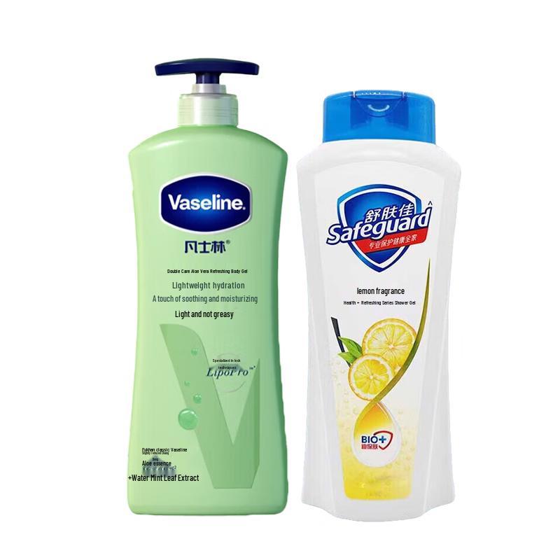 Vaseline Aloe Fresh Body Lotion 400ML & Lemon Shower Gel 360g Set