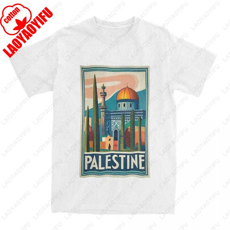 Palästina Rundhals Kleidung Oberteile Unisex T-Shirt für Mama Papa Freunde Bedeutungsvolle Geschenke Sommer Lässig Bequem Weiches Baumwoll-T-Shirt Oberteil