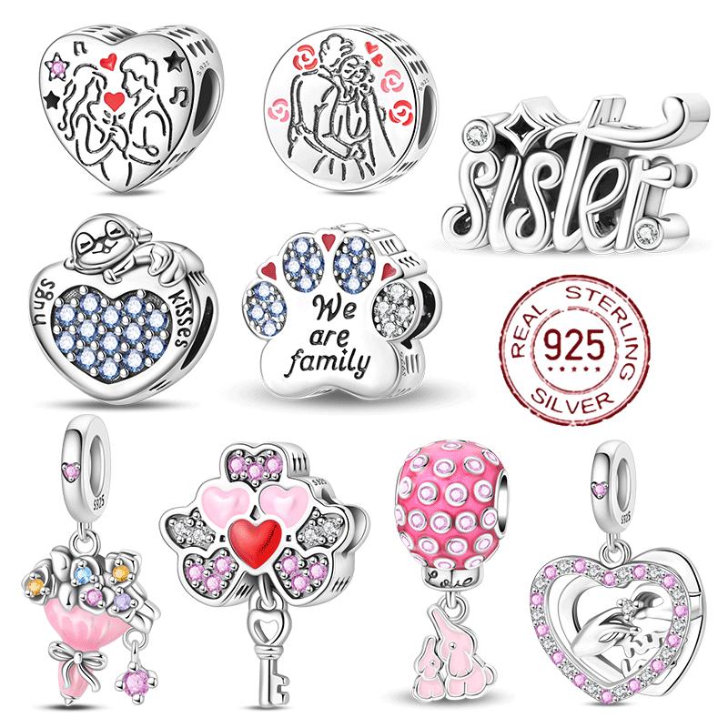 Copper Confession Of Love Pendant Couple Hugs Kisses Beads Fit Original Charm Bracelets Women Diy Jewelry Gift