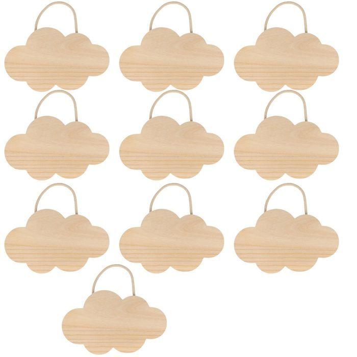10 nuages bois à suspendre 25 x 15 cm