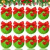 12pcs/set Bow Pom-pom Christmas Decor Set Christmas Stocking Pendant Green Hairpin Rabbit Green Ball Christmas Tree Ornament