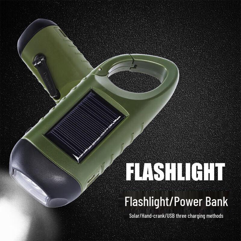 Solar Hand-Crank Emergency Flashlight Power Bank