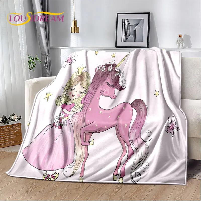 Cute Ballet Girl Ballerina Unicorn Cartoon Soft Plush Throw Blanket Cozy Flannel Blanket for Living Room Bedroom Sofa Picnic