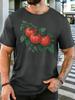 Unisex Natural Red Tomato Vine Leaf Graphic Cotton Short Sleeve Tee Crew Neck Soft Male Summer Casual Breathable Daily Street Top