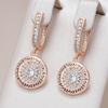 Rose Gold Color Drop Earrings For Women Fashion White Natural Zircon Accessories Daily Fine Jewelry Crystal Gift