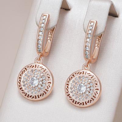 Roségoldfarbene Tropfenohrringe für Damen Mode Weißer natürlicher Zirkon Accessoires Täglicher feiner Schmuck Kristallgeschenk