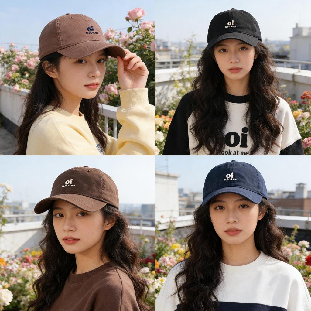 Cotton Baseball Cap With Embroidered Letters For Casual Sun Protection And Sunshade