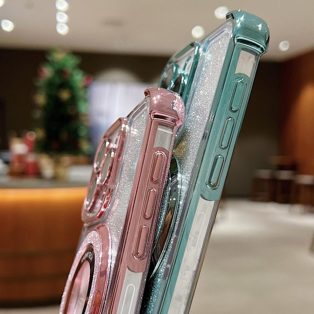Applicable To iPhone17Pro Airbag Anti-drop Mobile Phone Case Glitter Magnifying Glass Magnetic Suction Bracket Apple 16 New