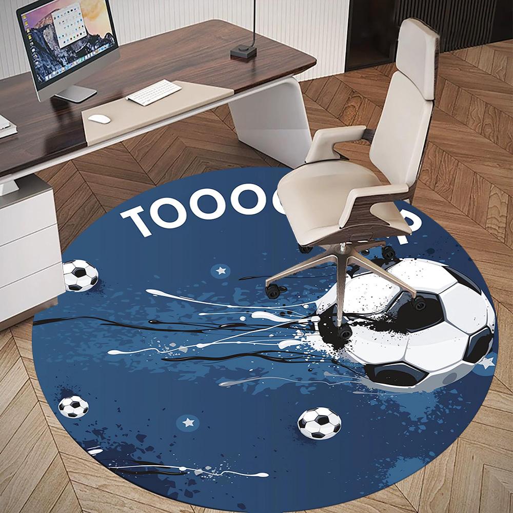 1pc Goal Scorer Round Chair Mat Area Rug - Non-Slip, Floor Mat for Office, Bedroom, and Indoor Decor C1118070