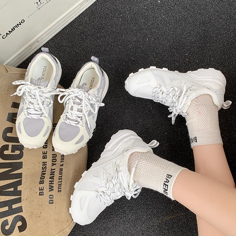 White German Shoes Women's 2025 Summer New Splicing Mesh Breathable Casual Light Forrest Gump Sports Dad Shoes Tide