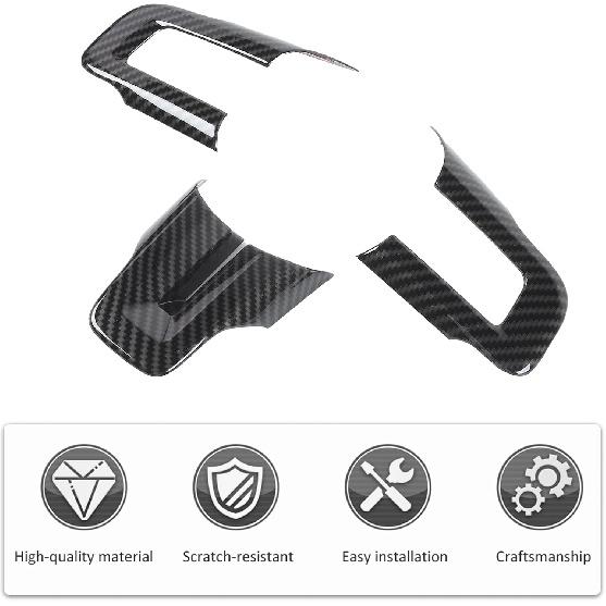 RT-TCZ Carbon Fiber Steering Wheel Decoration Interior Trim Kit Accessories for 2015-2022 Ford Mustang