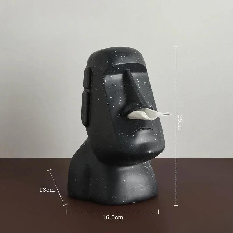 Kitchen Moai Stone Statue Island Portrait Dispenser Tissue Box Napkin Storage Mouth Organizer Accessories Useful Things Decor