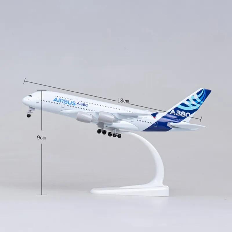 20CM Toy Planes for Boys Diecast Metal Airbus A380 Prototype Airlines Airplanes Model Toy for Collection