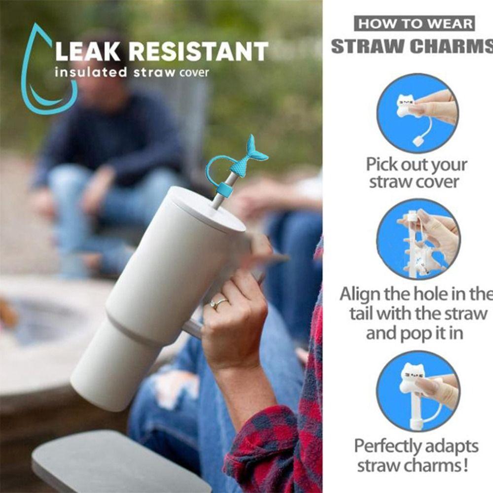 Beauty Fishtail Silicone Straw Cap Straw Tip Covers for Stanley/Tumbler Cup for Party Decor