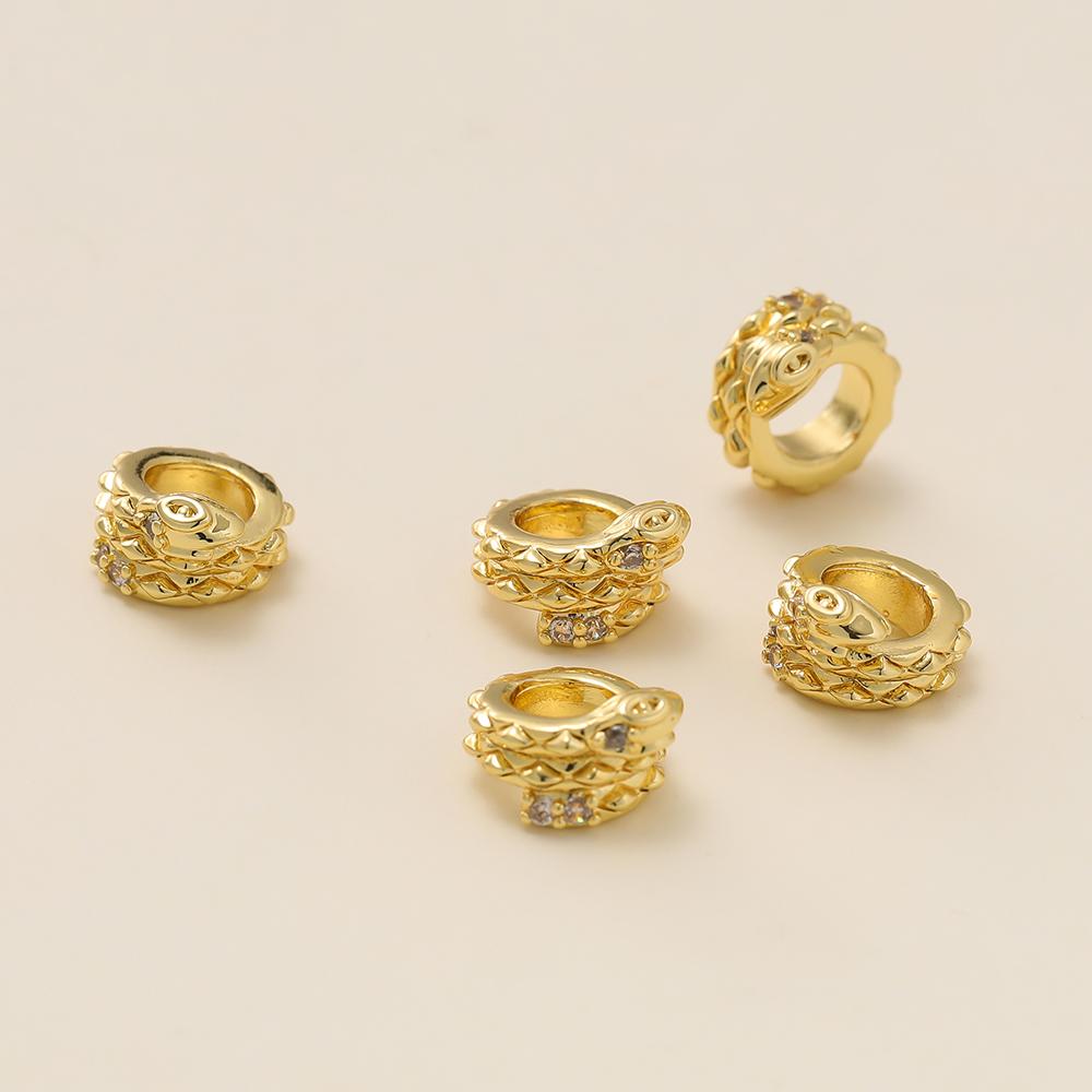 2Piece/Lot 9*10mm 14/18K Gold Color Plated Spacer Beads with Zircon for DIY Necklace Bracelets Jewelry Making Accessories