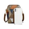 Crossbody Shoulder Bag Vintage Geometric Ladies Phone Bag Patchwork Colorblock Purses Double Layers Detachable Shoulder Strap Lady Purse Commute