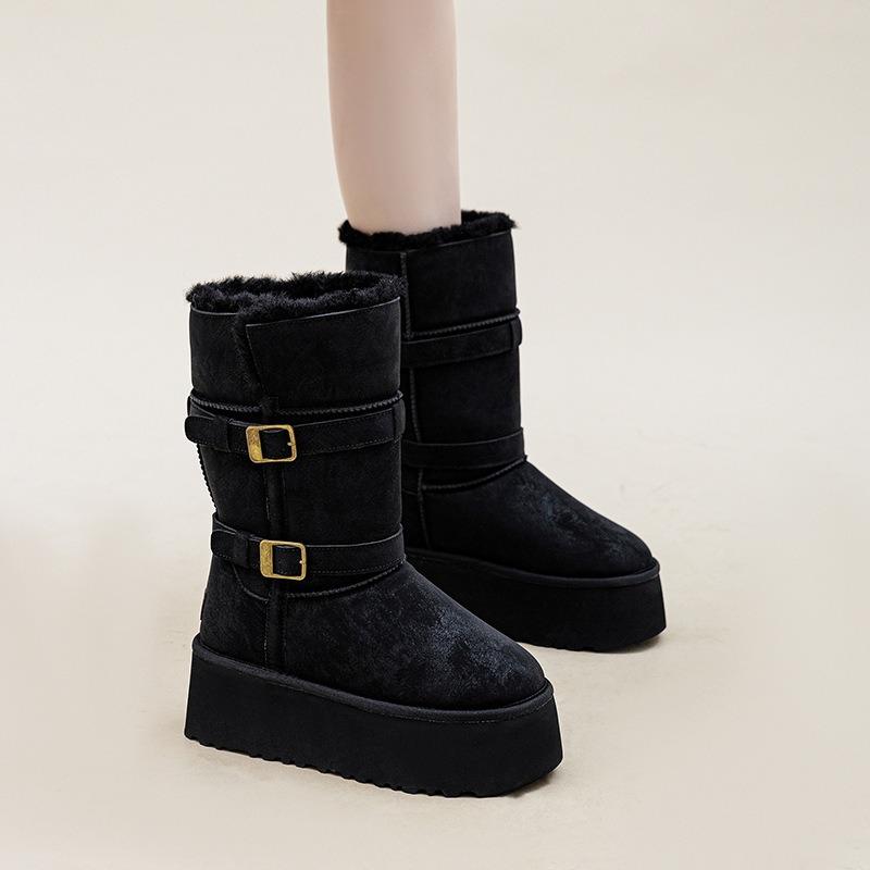 Winter New Cm Thick-soled Heightening Versatile Casual Waterproof Snow Boots Plush Warm Fluffy Shoes Women