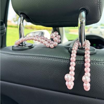 2Pcs Hanging Pearl Hanger Auto Hook Rear Bearing Car Seat Headrest Hooks  Car Accessories