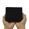 Inden Bifold Wallet with Bill Compartment and Coin Deerskin Leather 2006 Black with Gray Wakamatsu Diamond [Inden-ya] Purse, No. ([71-183] Lacquer,