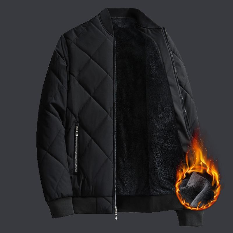 

Winter Cotton-padded Men s Tooling Baseball Collar Velvet Gray New Winter Dad Cotton-padded Jacket Top 5XL чорний