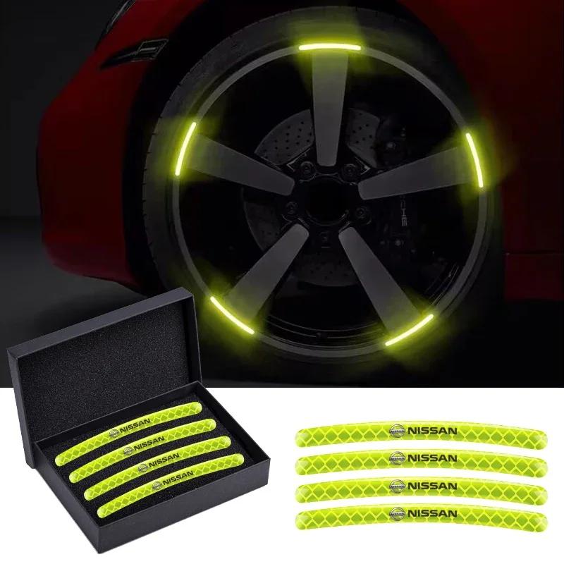 Fluorescenční samolepka na kolo auta Samolepka na střed kola Reflexní varování Pro Nissan J10 X-Trail Qashqai Juke Leaf Micra NOTE Patrol Gadgets