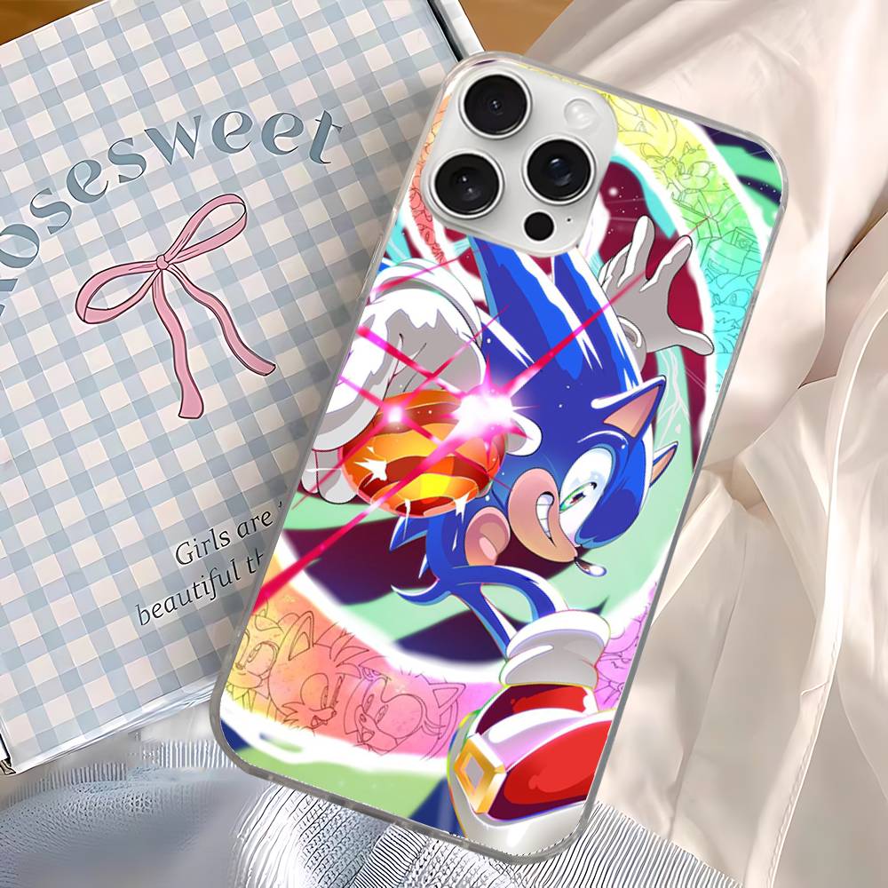Popular Japanese Anime S-SonicS Phone Case For iPhone 17 16 15 14 13 12 11 Pro Max Plus Aurora Water Ripple Cover