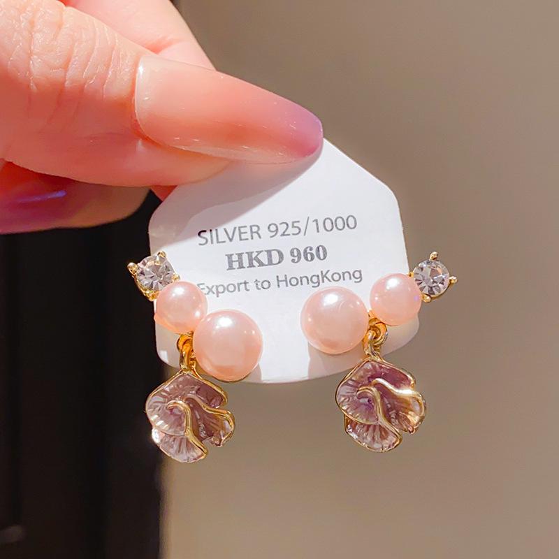 Gold-Plated Silver Bow Pearl Earrings: Retro, Elegant, and Luxurious Studs