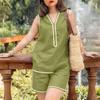 Maiouri Fără Mâneci Tip Vestă pentru Femei și Pantaloni Scurți Seturi Costume Două Piese de Vară