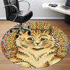 1pc Cat Mandala Office Round Area Rug, Indoor Mat Suitable For Office, Under Office Chairs Bedroom Living Room Home Decor, Room Deco