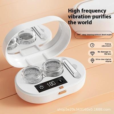 Electric With 3 Timing Modes Contact Lens Cleaner Ultrasonic Contact Lens Cleaner 360Degree High-Frequency Vibration For Home Travel