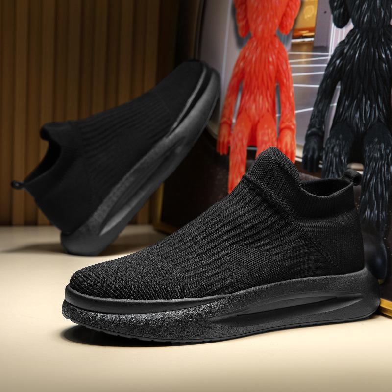 Shoes summer new mesh breathable thick-soled sports lightweight soft-soled black socks shoes