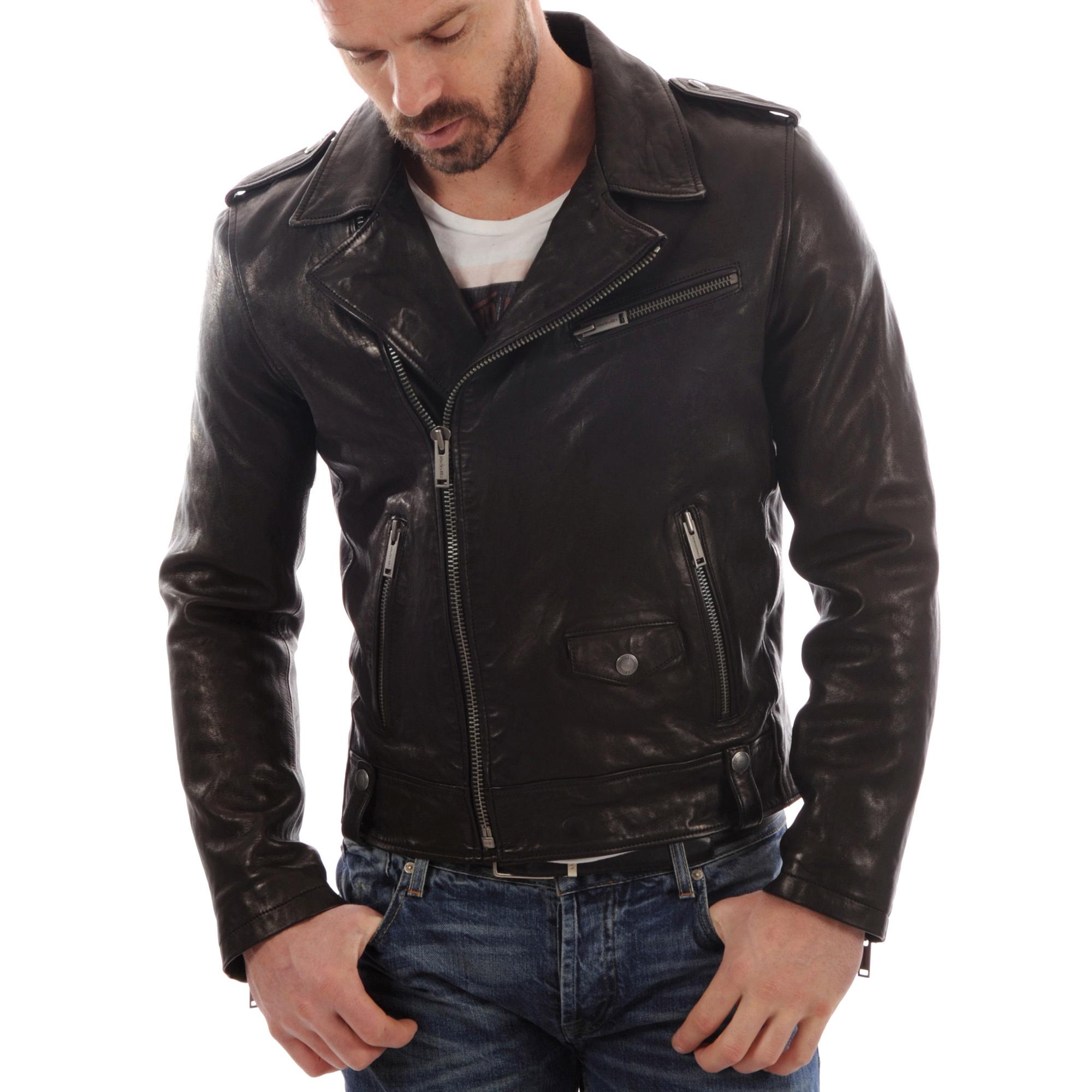 

SkinOutfit Men s Genuine Lambskin Black Leather Jacket Stylish Motorcycle Bomber Biker Outerwear MJ 146 XXL чорний