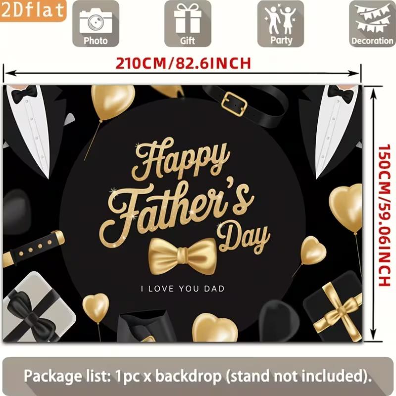 2D Happy Father's Day Backdrop Black Gold Tuxedo Photography Background Banner