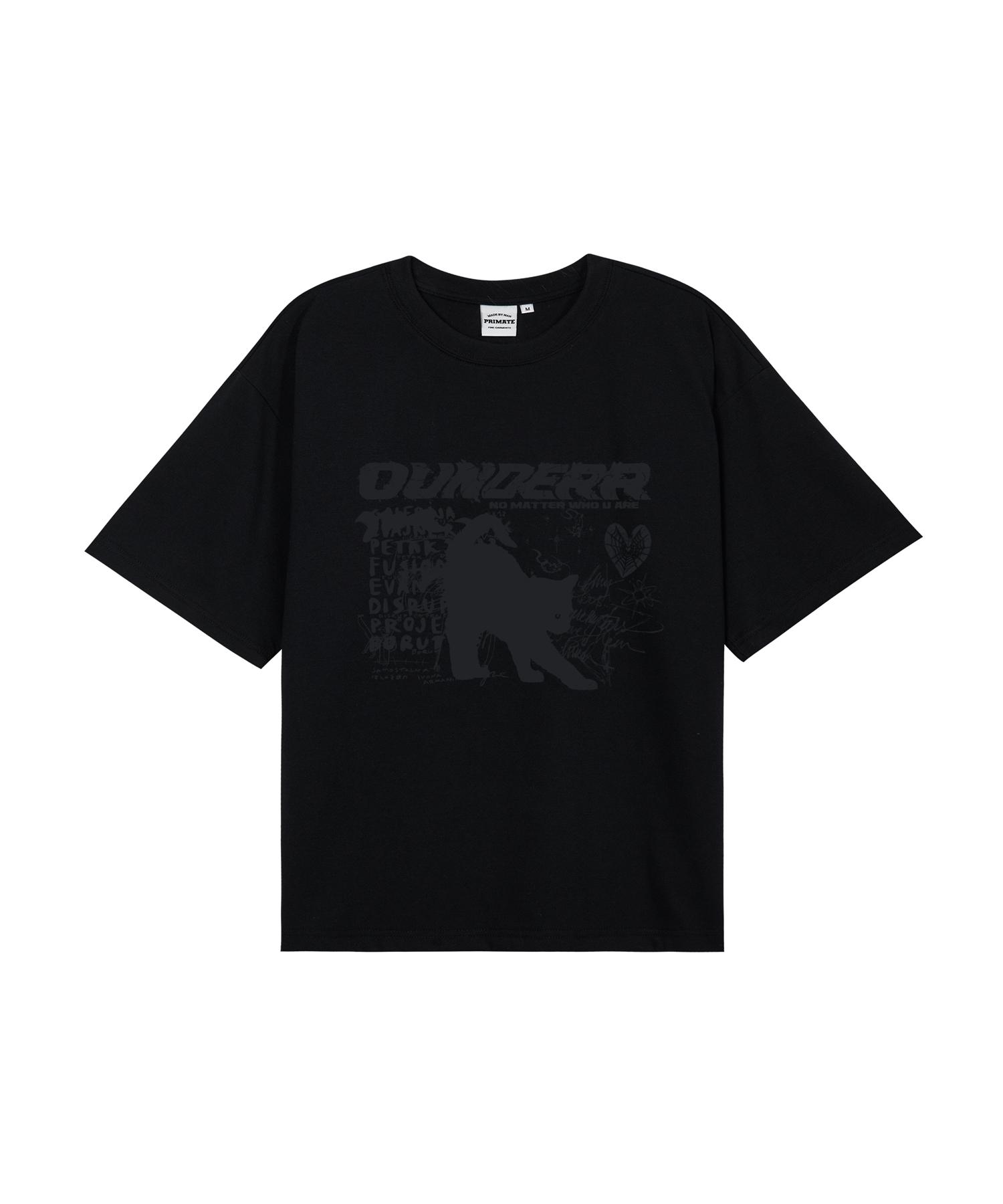 O Under R Mono Collection Кошка Футболка с коротким рукавом (черный) L