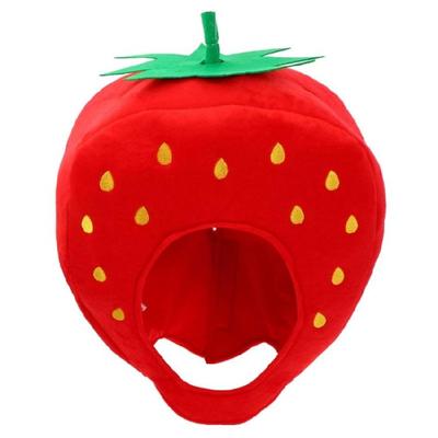 Strawberry Headgear Plush Strawberry Hat Novelty Funny Strawberry Caps Photography Props Halloween Party Cosplay Costume