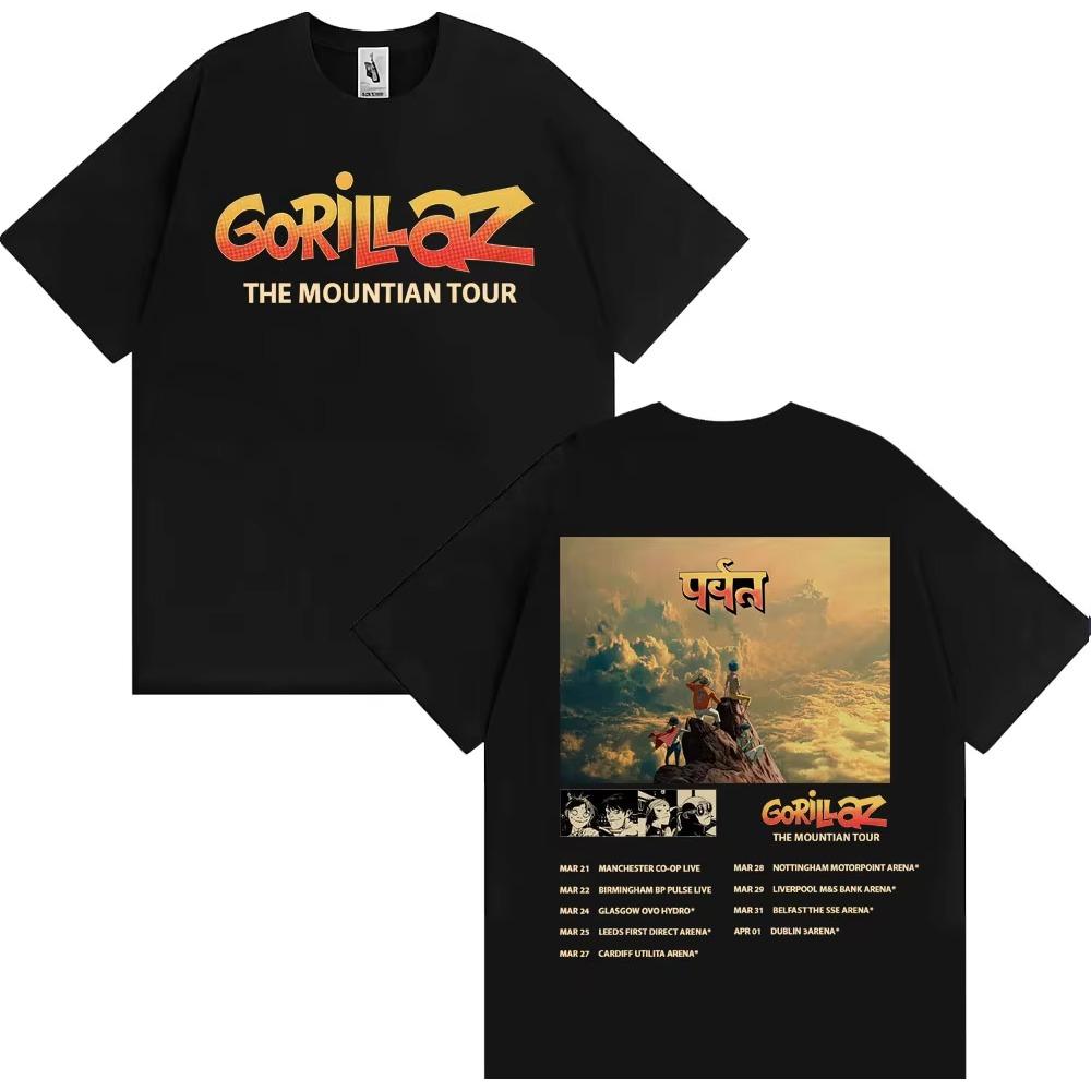 

Gorillaz Band Tour 2026 The Mountian T Shirts Men Women Harajuku Hip Hop Streetwear Tshirt Male Cotton ONeck Oversized T Shirt S