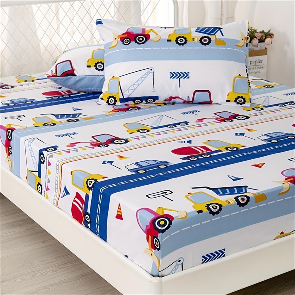 3pcs Cute Mermaid Ocean Printed Fitted Sheet, Soft Comfortable Bedding Set, For Bedroom, Guest Room 1*Fitted Sheet+2*Pillowcase