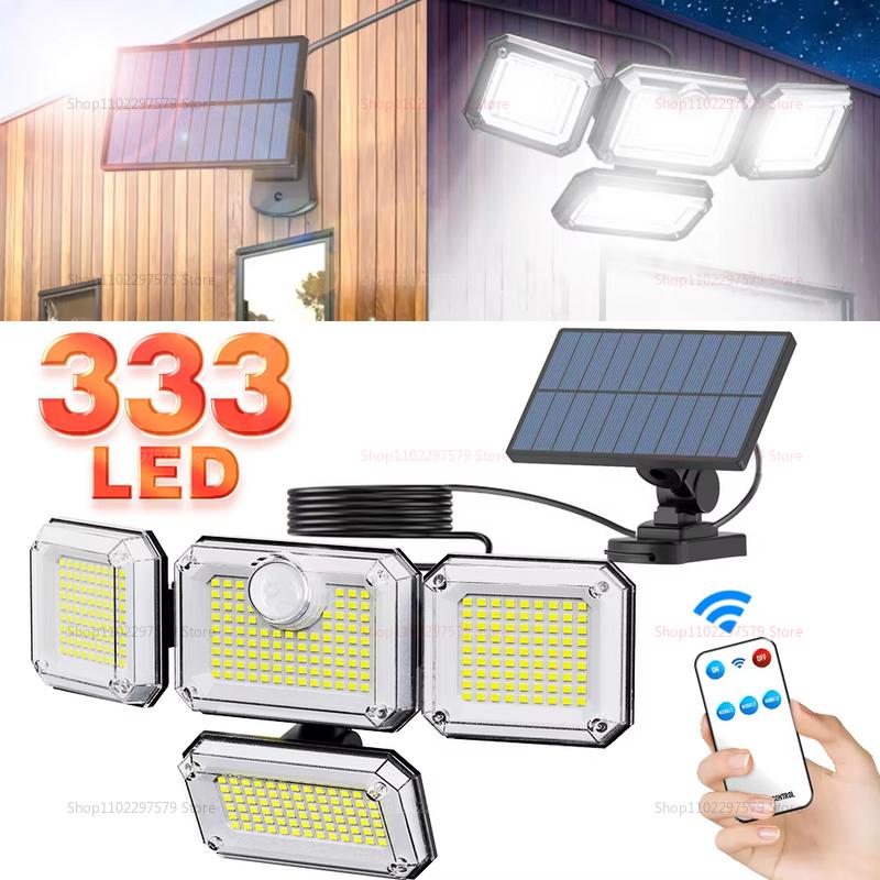 Solar Outdoor Light 122/333 LED Solar Security Flood Light with 3 Modes Adjustable Lighting Street Light for Garage Garden Patio