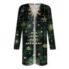 Women's Fashionable And Casual Christmas Printed Mid Length Cardigan Long Sleeved Jacket