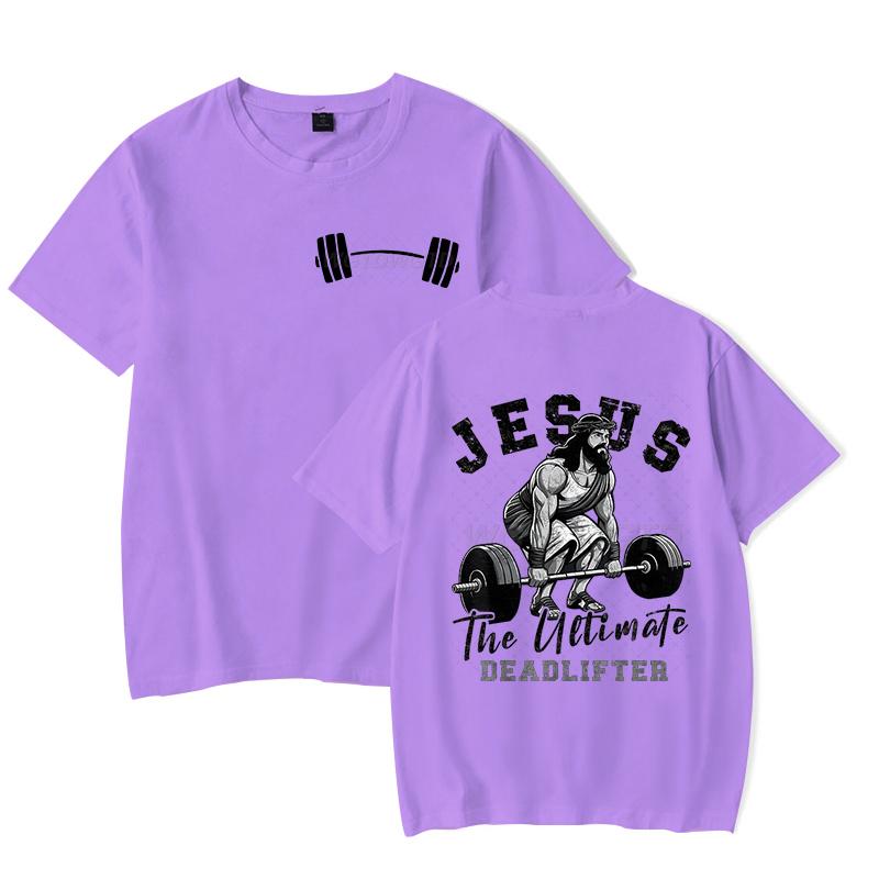 Funny Jesus Workout Graphic T Shirts Men Jesus The Ultimate Deadlifter Workout Christian Gift Tee Tops Sport Lover Fashion Shirt