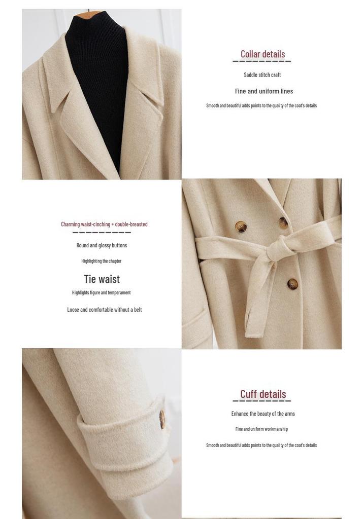 Double-Faced Wool Hepburn-Style Coat, Long, Slim Fit, 2025 Collection, Women's Fashion.