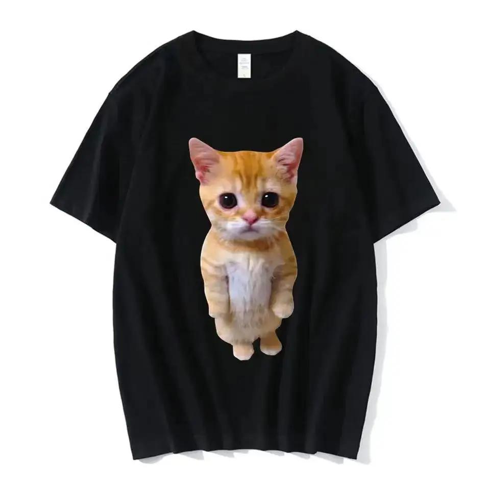 

El Gato Meme Sad Crying Cat Munchkin Kitty Meme Trendy Graphic T-shirt Unisex Fashion Short Sleeve Oversized Streetwear 4XL