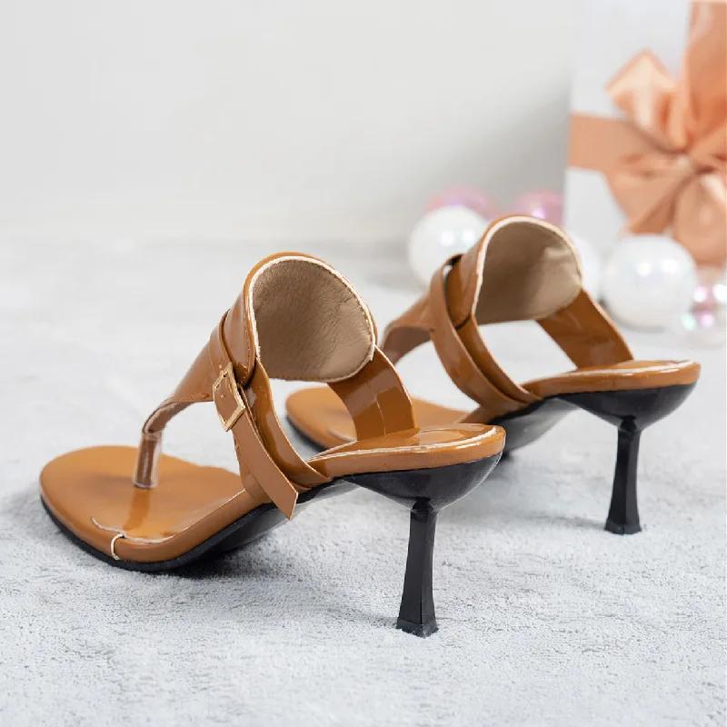 Fashion Summer Round Toe Lightweight High Heel Open Toe Women Slippers New Fashion Elegant Casual Hollow flip flops Women stiletto pumps