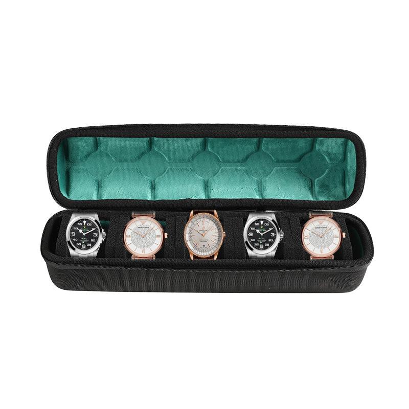 2/3/5 Steckplätze Uhren-Reiseetui, Hartes Uhren-Rolle, Reise-Uhren-Organizer-Etui mit formschlüssigem Kissen, Rote Mikrofaser-Fütterung