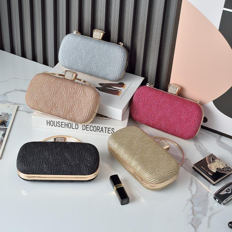 Rose Gold Folds Banquet Clutch Purses for Women Wedding Cocktail Party Evening Bag Shoulder Crossbody Handbag Sequins Clutches