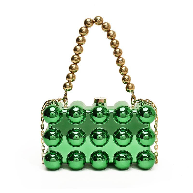 

Acrylic egg box bag women s 2025 new European and American fashion candy color niche versatile chain dinner bag зелений