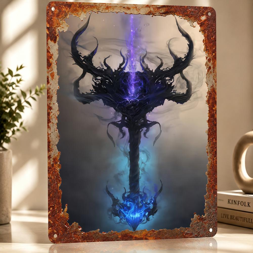 Dark Fantasy Staff Poster Retro D Printed Metal Signs Customized Wall Hanging Gift for Bedroom Decorations Room Decor Wand Deko